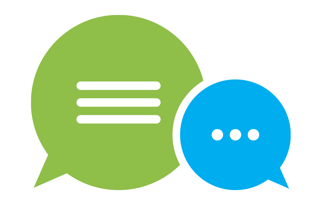 Graphic of two speech bubbles