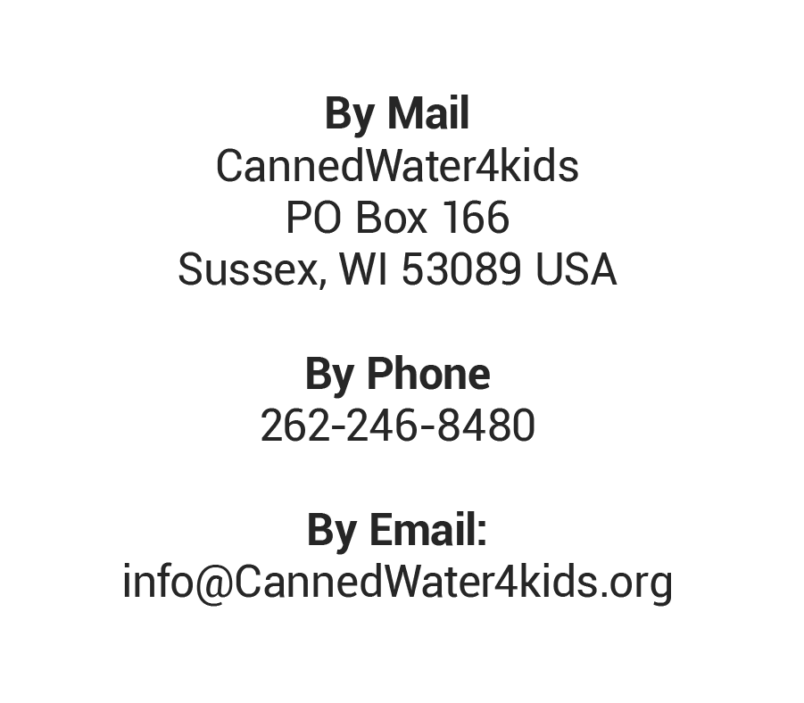 contact info cannedwater4kids mobile